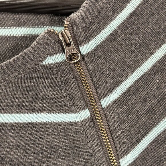 Caslon Sweater Womens Small Tunic Gray Cotton Stripe Pockets Zip Neck - Picture 4 of 11